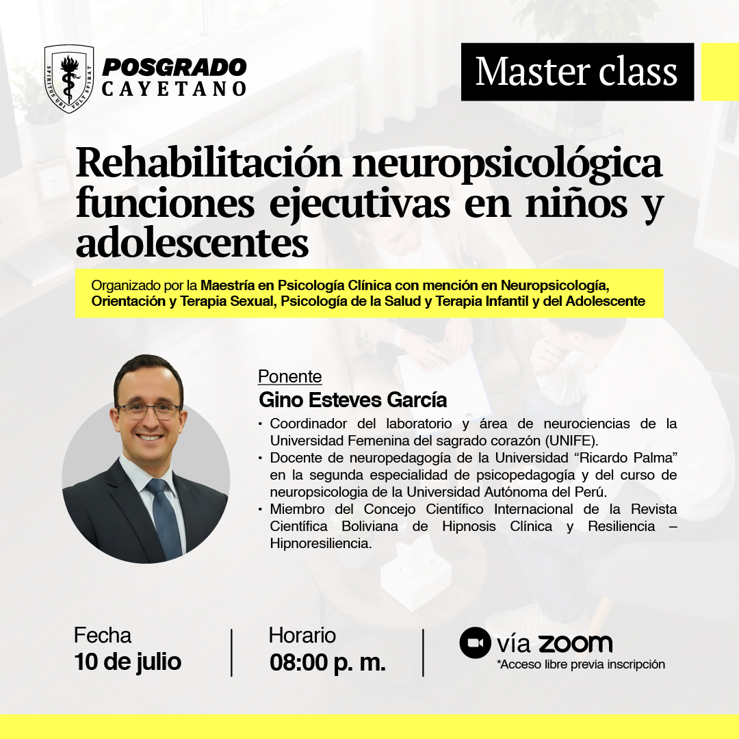 Masterclass – Rehabilitación neuropsicológica funciones ejecutivas en niños y adolescentes