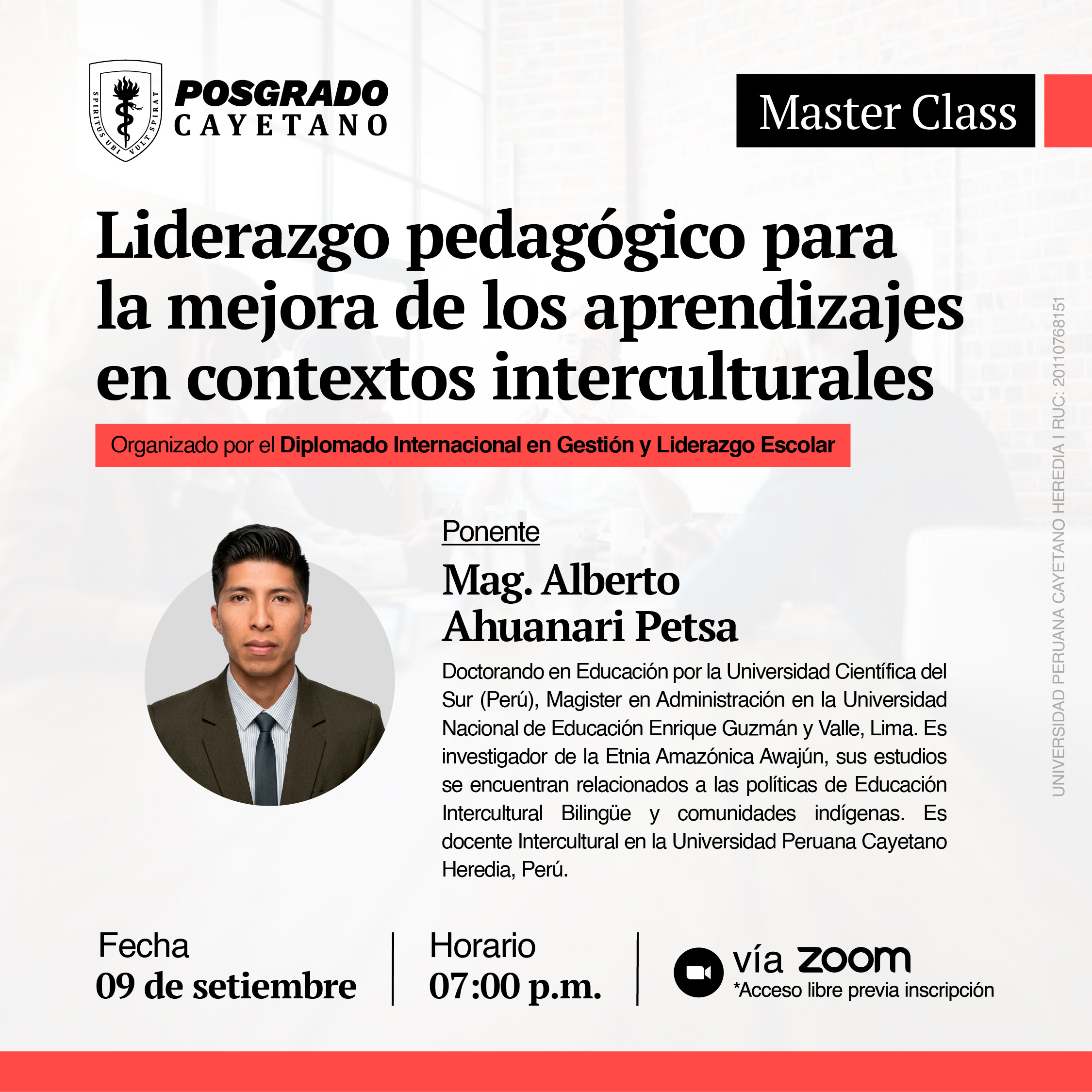 Masterclass – Liderazgo pedagógico para la mejora de los aprendizajes en contextos interculturales